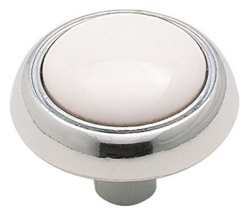 Allison Value 1-3/16\" Knob - White/Polished Chrome