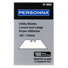 PERSONNA 61-0003 2-Notch Heavy Duty Utility Blades - 100 Pack
