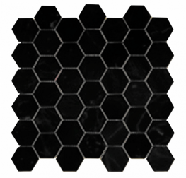 Chesapeake Mosaics 2" x 2" Hexagon Glazed Porcelain Mosaic Tile - Matte Black