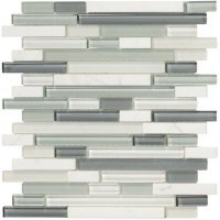 Marazzi Crystal Stone II 12" x 12" Random Strip Mesh Mounted Glass / Stone Mosaics - Pearl UL94