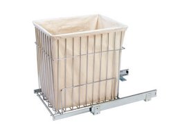 Rev-A-Shelf HRV-1520 S Pull-Out Wire Hamper w/Liner for Laundry or Vanity - White