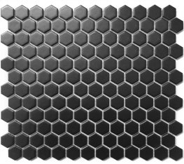 Chesapeake Mosaics 1" x 1" Hexagon Glazed Porcelain Mosaic Tile - Matte Black