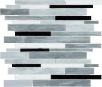 Ornamental Glass Random Strip Mosaic-Arabescato