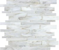 Ornamental Glass Random Strip Mosaic-Calacatta