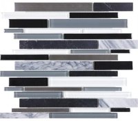 Steel Glass Random Strip Mosaic-Arctic Night