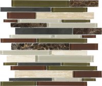 Steel Glass Random Strip Mosaic-Deep Grotto