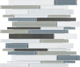 Steel Glass Random Strip Mosaic-Nordic Storm