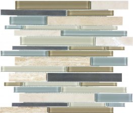 Steel Glass Random Strip Mosaic-Sea Coast