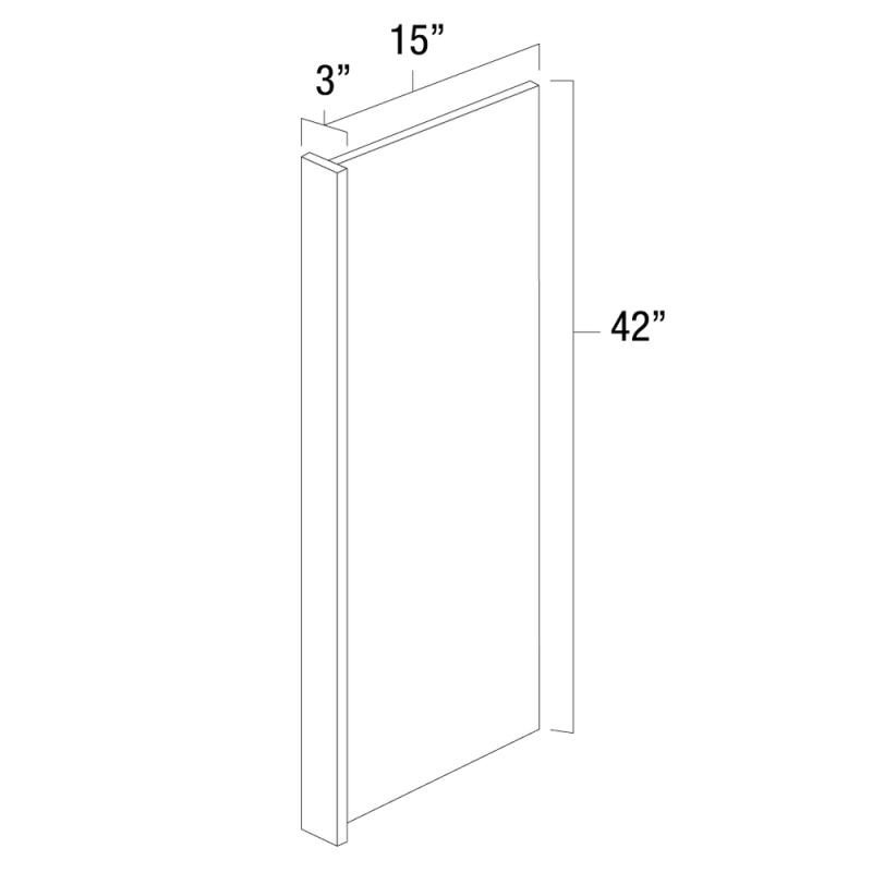 White Shaker 15" x 42" Wall End Panel - WS-WEP1542