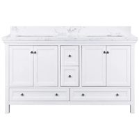 Cunningham Plantation White 60" Vanity w/ Top - FLVCUN60PW