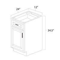 White Shaker 12" Single Door & Drawer Base Cabinet - WSH-B12