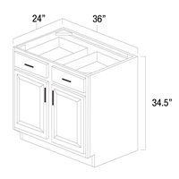White Shaker 36" Double Doors & Drawers Base Cabinet - WSH-B36