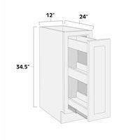 White Shaker 12" Spice Pull Out Base Cabinet - AMCWS-BSR12