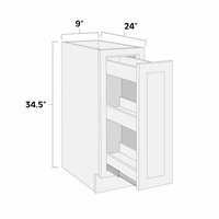 White Shaker 9" Spice Pull Out Base Cabinet - AMCWS-BSR9