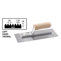 Crain 423L 1/8" x 1/16" x 1/8" Professional V-Notch Notched Trowel - Left Handed