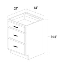 Mocha 18" Drawer Base Cabinet - MOC-BD18