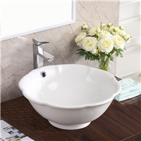 Pelican PL-3053 Porcelain Vessel Bathroom Sink 17-3/4'' x 17-3/4'' - White