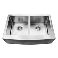 Pelican PL-HA128 R15 16G Handmade 16 Gauge Stainless Steel Farmhouse Kitchen Sink 33'' x 21'' w/ Micro Radius Corners