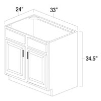 White Shaker 33" Sink Base Cabinet - WSH-SB33