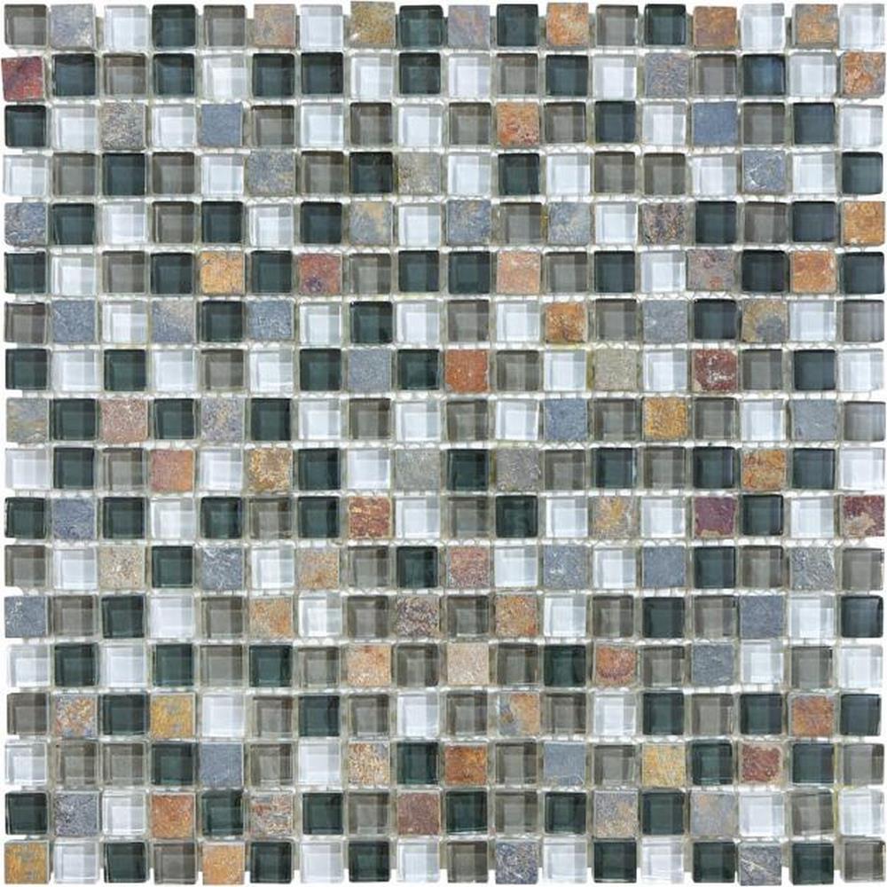 Slate Glass 5/8" x 5/8" Mosaic-Smoky Mica