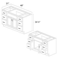 Storm Gray 48" x 21" Vanity Sink Base Cabinet w/ Double Drawers - STO-VSB48D