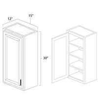 White Shaker 15" x 30" Single Door Wall Cabinet - WSH-W1530