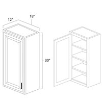 White Shaker 18" x 30" Single Door Wall Cabinet - WSH-W1830