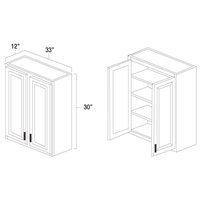 Mocha 33" x 30" Double Doors Wall Cabinet - MOC-W3330