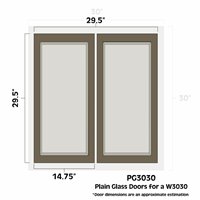 Winchester Grey 30" x 30" Double Plain Glass Doors - WIN-PG3030