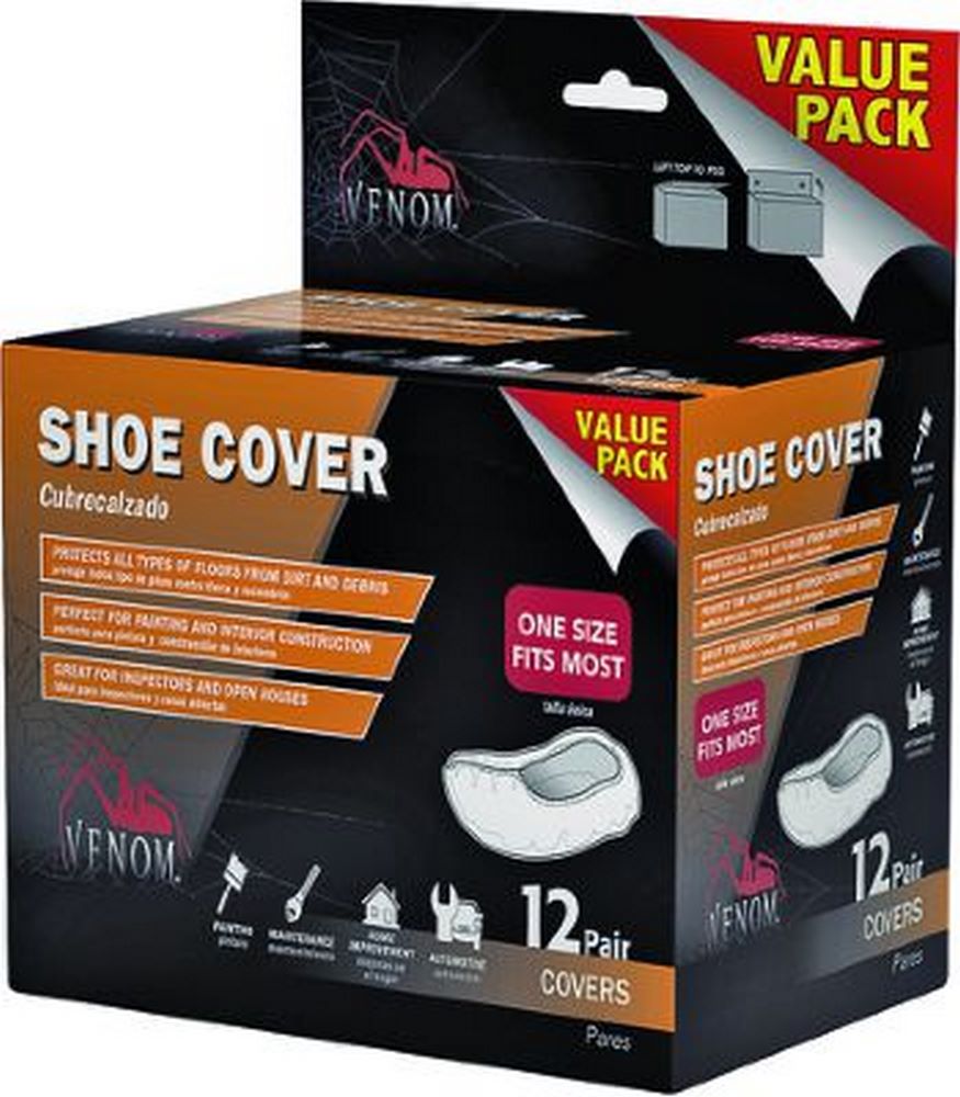 Venom Steel VEN28200 White Fabric Shoe Covers One-Size Fits All - 12 Pairs