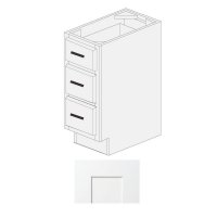 White Shaker 12" x 21" Vanity Drawers Base Cabinet - WS-VDB1221
