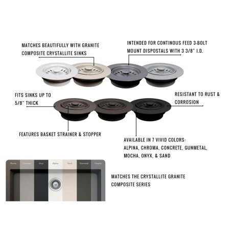 (image for) PELICAN Disposer Crystallite Series Color Matching Flanges - Gunmetal