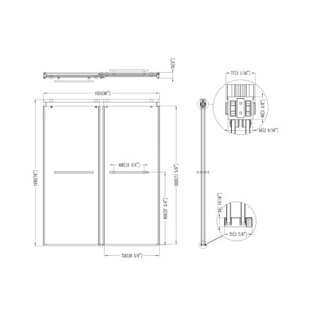 (image for) PELICAN PL-03A42 Double Sliding Frameless Shower Door w/ 3/8" Clear Glass - Chrome