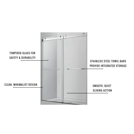 (image for) PELICAN PL-03A42 Double Sliding Frameless Shower Door w/ 3/8" Clear Glass - Chrome