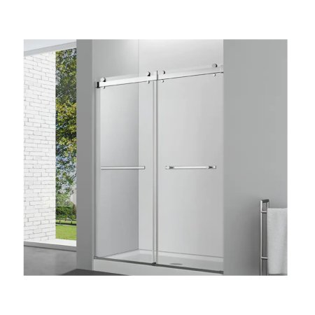 (image for) PELICAN PL-03A42 Double Sliding Frameless Shower Door w/ 3/8" Clear Glass - Chrome