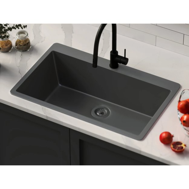 (image for) PELICAN PL-100 33" x 20 7/8" x 9.7/16" Granite Composite Single Bowl Sink - Gunmetal