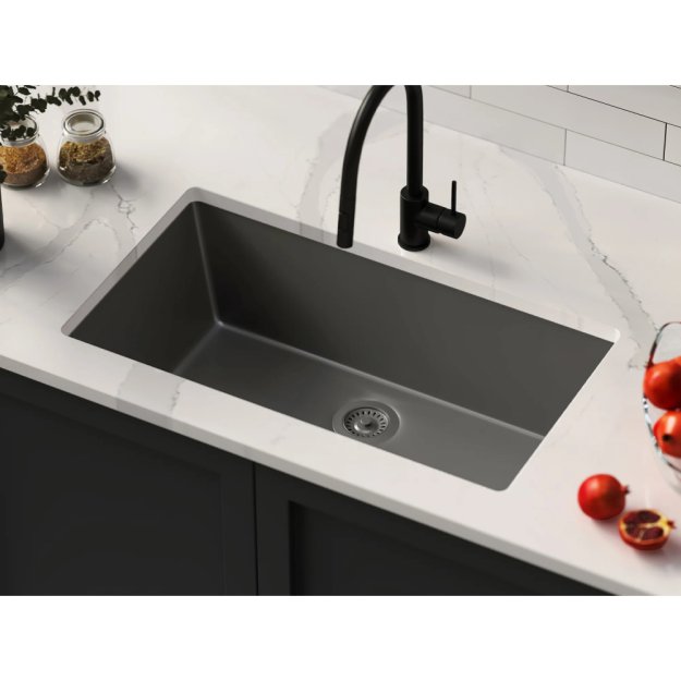 (image for) PELICAN PL-100 33" x 20 7/8" x 9.7/16" Granite Composite Single Bowl Sink - Gunmetal
