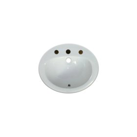 PELICAN PL-1011 Porcelain Self-Rimming Bathroom Sink 15 1/2" x 11 1/4" x 6 1/8'' w/ 8 Inch Spread - White
