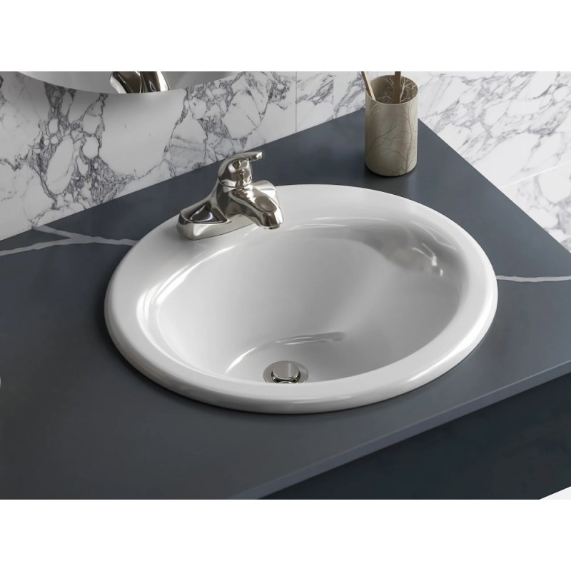 (image for) PELICAN PL-1011 Porcelain Self-Rimming Bathroom Sink 15 1/2" x 11 1/4" x 6 1/8'' w/ 4 Inch Spread - White