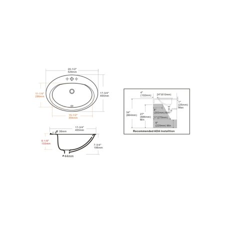 (image for) PELICAN PL-1011 Porcelain Self-Rimming Bathroom Sink 15 1/2" x 11 1/4" x 6 1/8'' w/ 4 Inch Spread - White