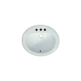 PELICAN PL-1011 Porcelain Self-Rimming Bathroom Sink 15 1/2" x 11 1/4" x 6 1/8'' w/ 4 Inch Spread - White