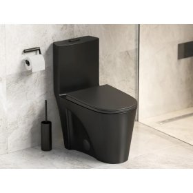 PELICAN PL-12011 One Piece High-Efficiency Dual Flush Toilet (1.6 gpf / 0.8 gpf) - Matte Black