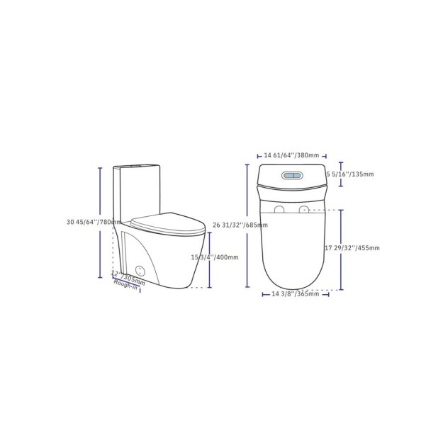 (image for) PELICAN PL-12011 One Piece High-Efficiency Dual Flush Toilet (1.6 gpf / 0.8 gpf) - Matte Black