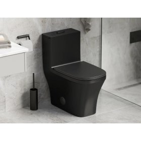 PELICAN PL-12044 One Piece High-Efficiency Dual Flush Toilet (1.6 gpf / 0.8 gpf) - Matte Black