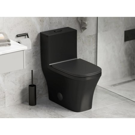 (image for) PELICAN PL-12044 One Piece High-Efficiency Dual Flush Toilet (1.6 gpf / 0.8 gpf) - Matte Black