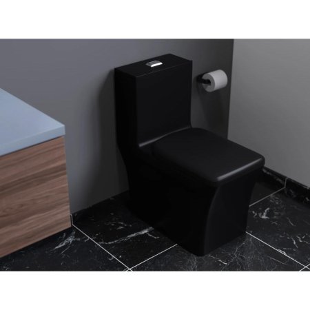 (image for) PELICAN PL-12044 One Piece High-Efficiency Dual Flush Toilet (1.6 gpf / 0.8 gpf) - Matte Black