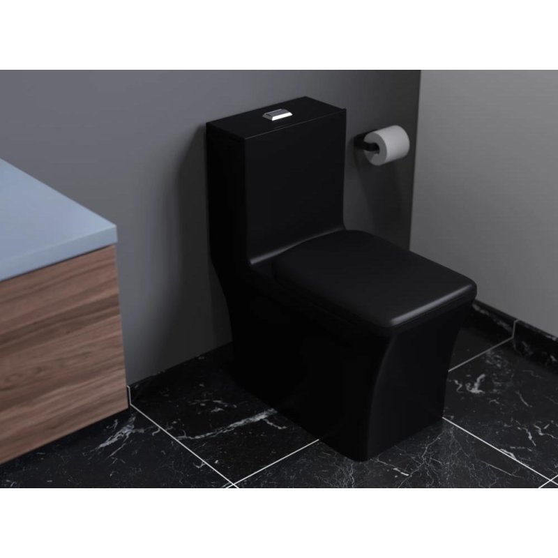 (image for) PELICAN PL-12044 One Piece High-Efficiency Dual Flush Toilet (1.6 gpf / 0.8 gpf) - Matte Black