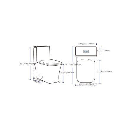 (image for) PELICAN PL-12044 One Piece High-Efficiency Dual Flush Toilet (1.6 gpf / 0.8 gpf) - Matte Black