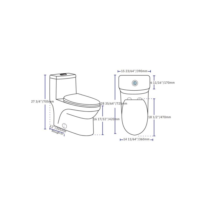 (image for) PELICAN PL-12050 ADA Compliant One Piece High-Efficiency Dual Flush Toilet (1.6 gpf / 0.8 gpf)