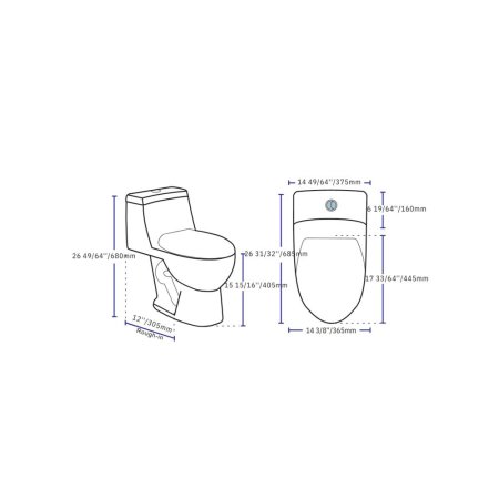 (image for) PELICAN PL-12210 One Piece High-Efficiency Dual Flush Toilet (1.6 gpf / 0.8 gpf)